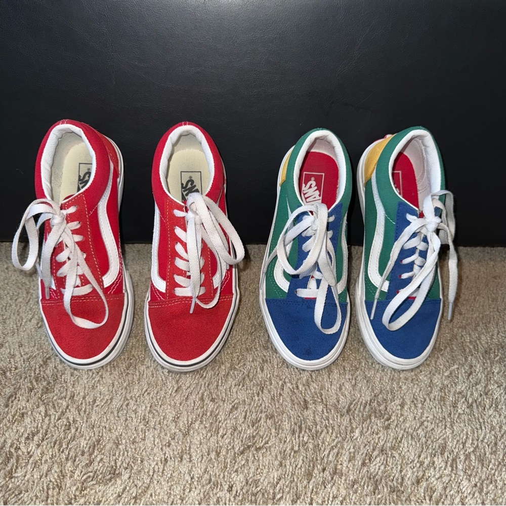 Vans Kids Red & Blue/Green/Yellow Sneakers Bundle